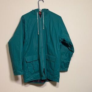 Men's Teal Raincoat with Hood